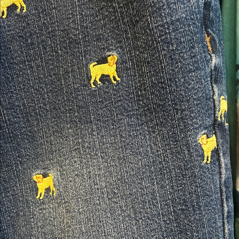 Lilly Pulitzer Vintage Y2K embroidered Dog Blue Jeans 2 - Picture 3 of 5